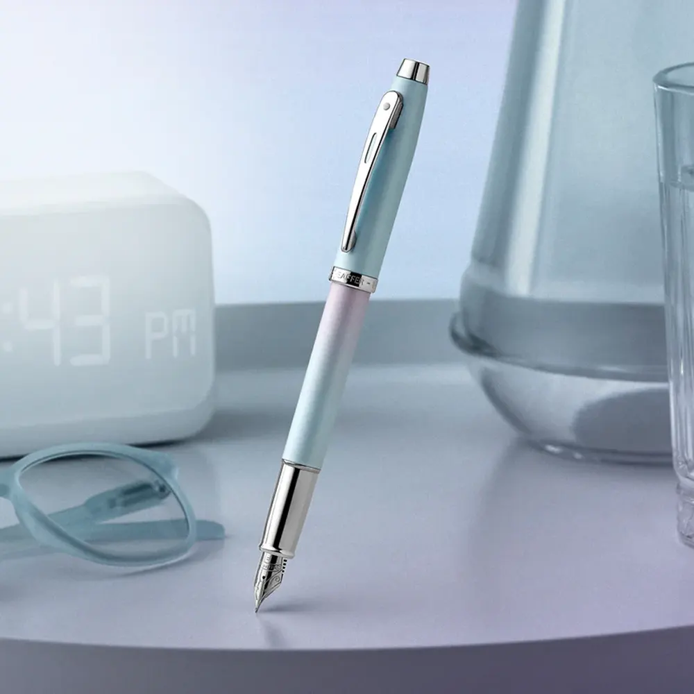 Писалка Sheaffer 100 - Expressions, Chrome-Plated Trims, синя/розова, M перо - 7