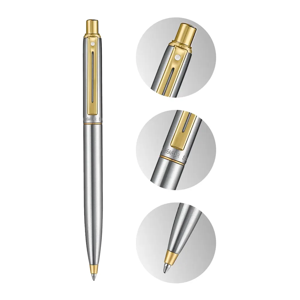 Химикалка Sheaffer Sentinel - Brushed Chrome with Gold-Plated Trims - 2