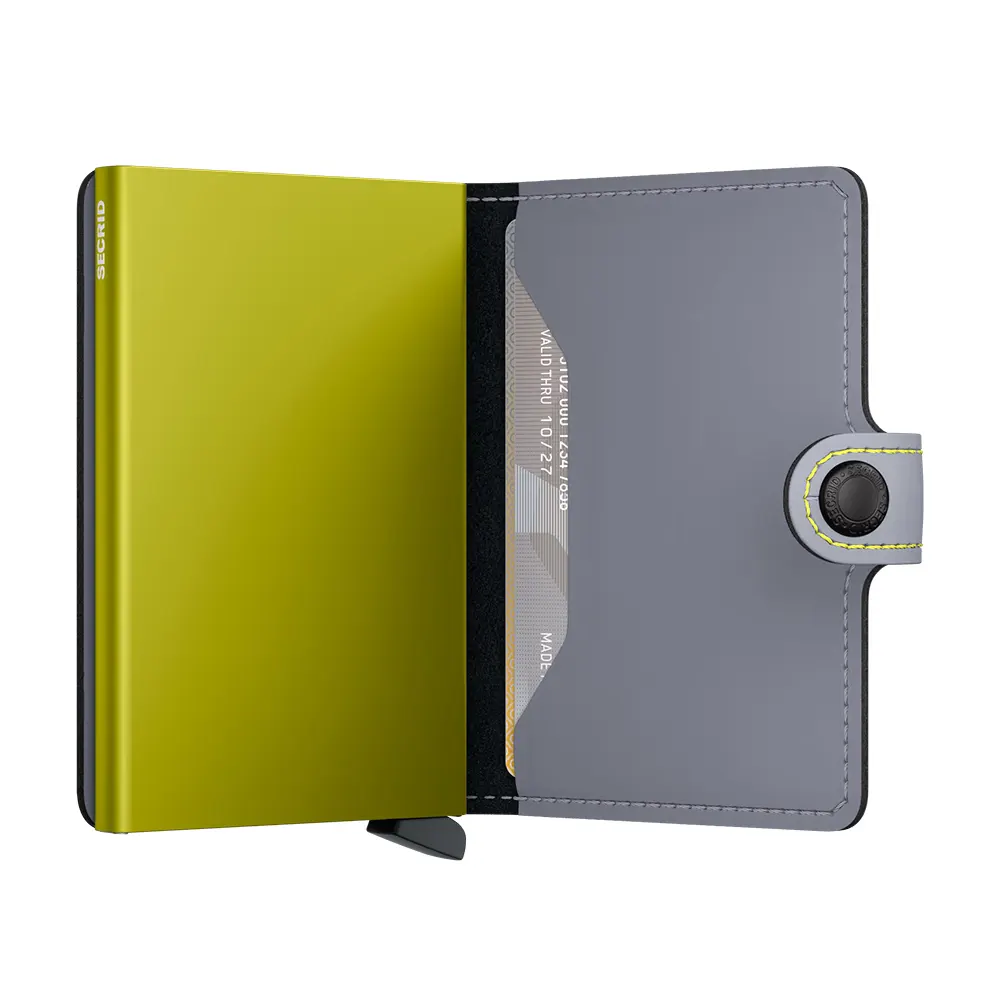 Портфейл SECRID - Mini Matte Grey & Lime, с RFID защита - 3