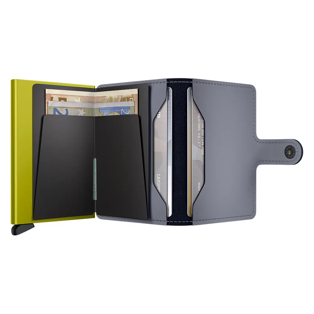 Портфейл SECRID - Mini Matte Grey & Lime, с RFID защита - 4