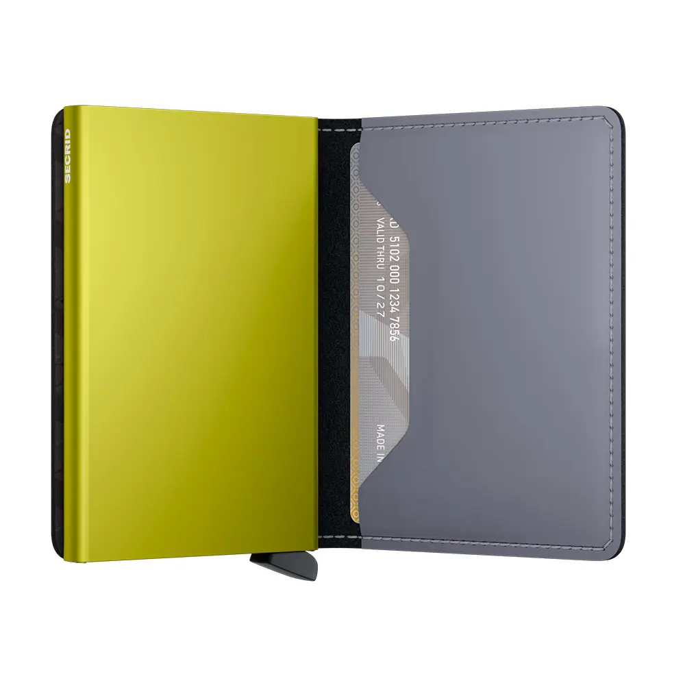 Портфейл SECRID - Slim Matte Grey & Lime, с RFID защита - 3