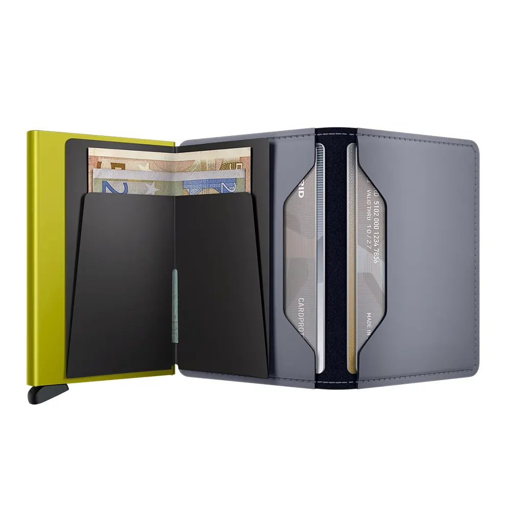 Портфейл SECRID - Slim Matte Grey & Lime, с RFID защита - 4