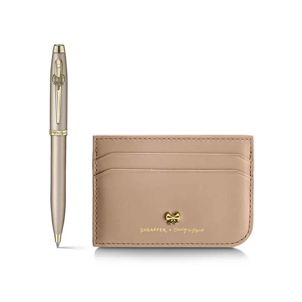 Комплект Sheaffer 100 x Emily in Paris - Champagne Gold, химикалка и калъф за карти и документи - 2
