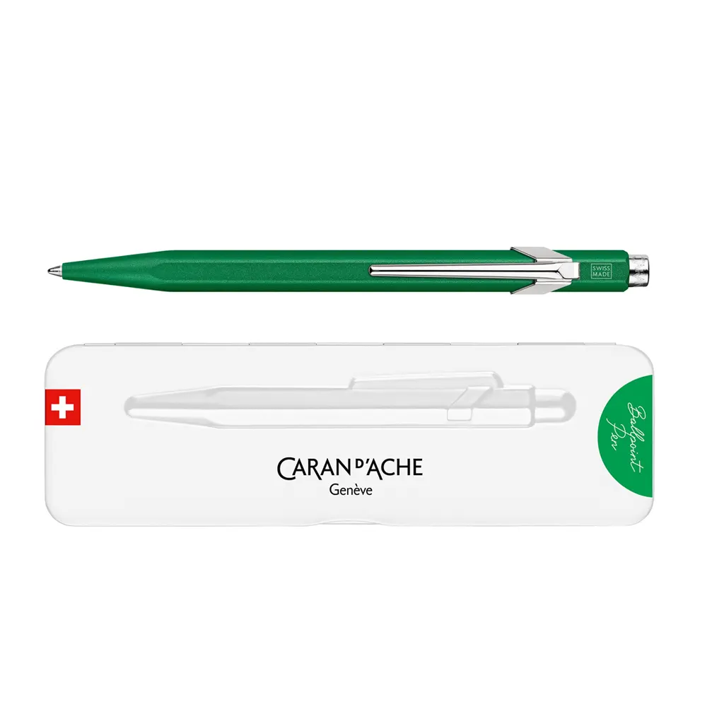 Химикалка Caran D'Ache 849 - Colormat-X, зелена - 3