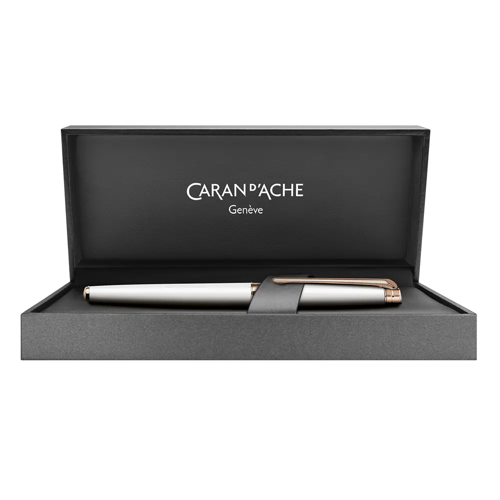 Ролер Caran d'Ache - Leman Slim White Rose Gold - 3