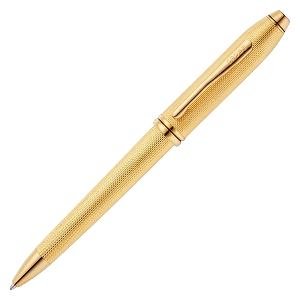 Химикалка Cross Townsend - Polished 23KT Gold Plated Engraved Diamond Pattern