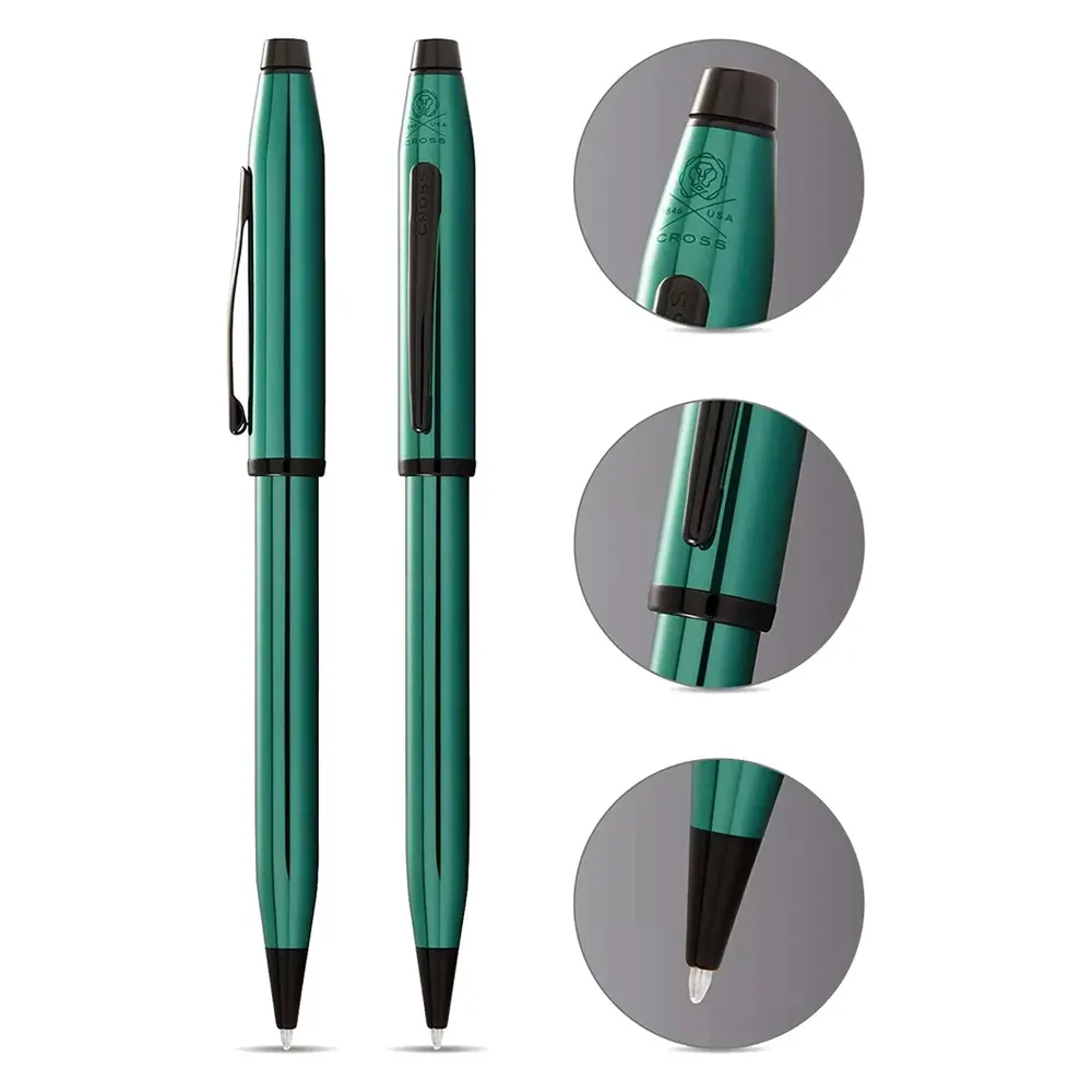 Химикалка Cross Century II - Translucent Green Lacquer with Polished Black PVD - 3