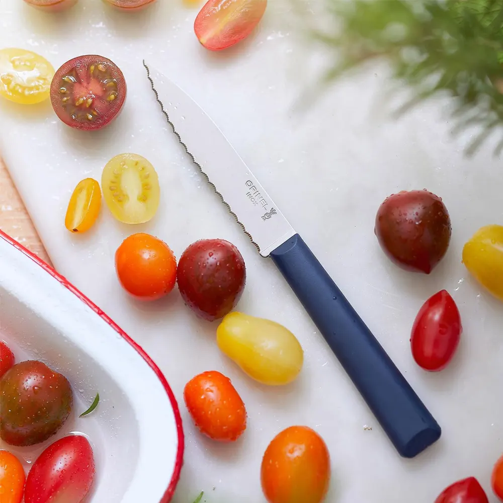 Кухненски нож Opinel Essentiels+ №313, с 10 см назъбено острие, син - 3