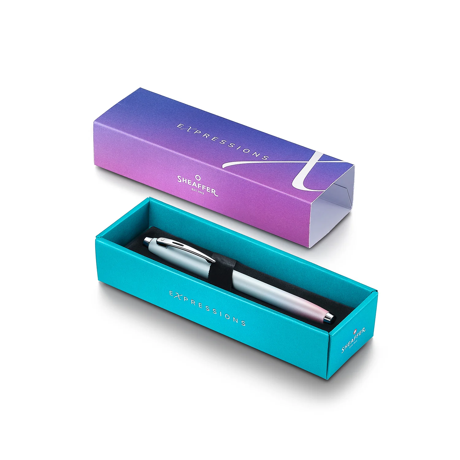 Писалка Sheaffer 100 - Expressions, Chrome-Plated Trims, синя/розова, F перо - 6