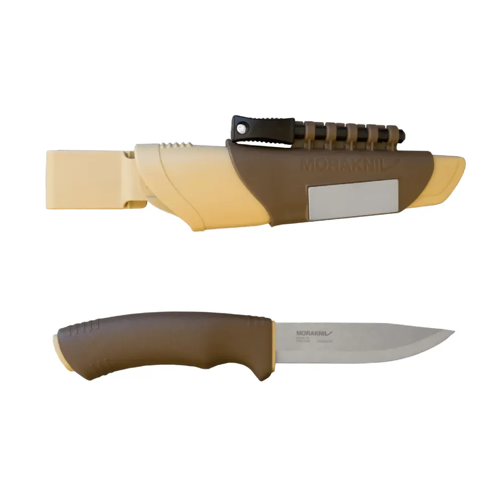 Тактически нож Mora - Bushcraft Survival (S) - Desert, острие 10.9 см, с точило и магнезиева запалка - 2