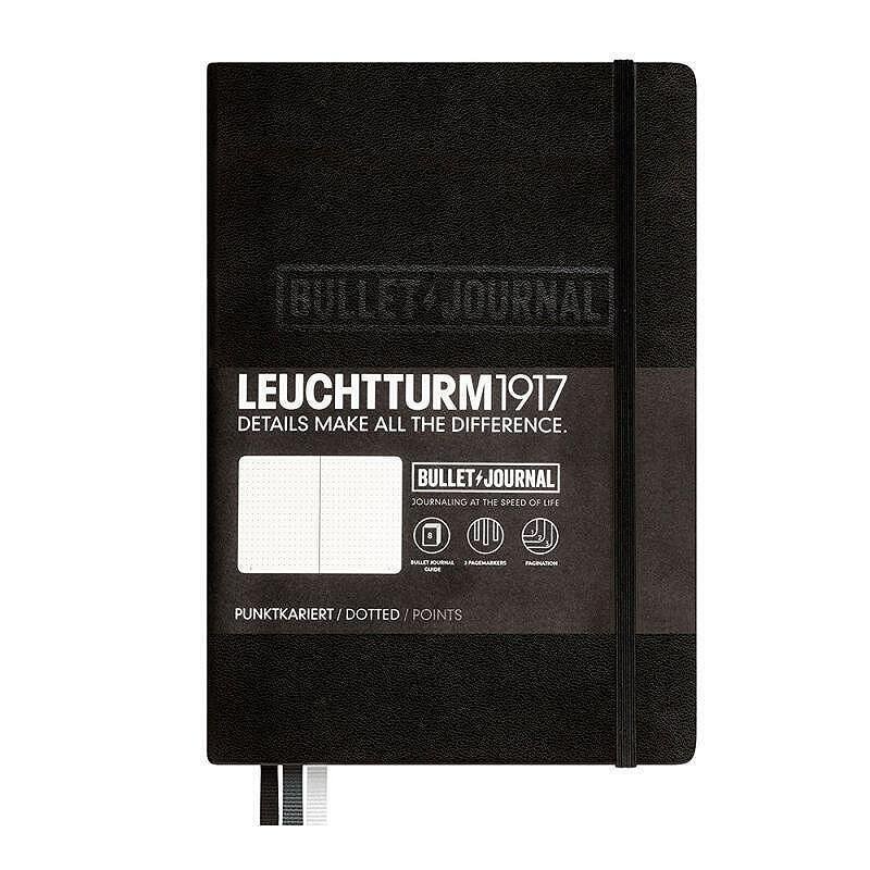 Тефтер А5 Leuchtturm1917 Bullet Journal Notebook Black, твърди корици