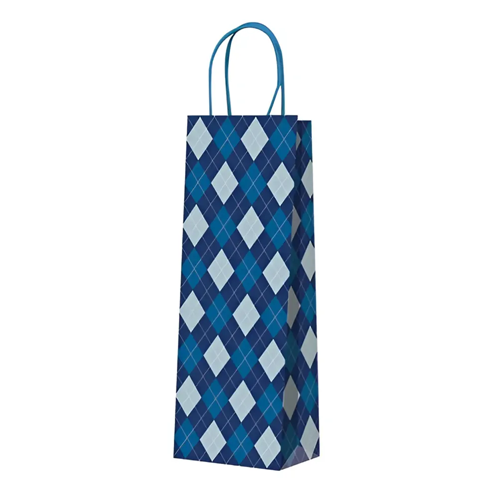 Подаръчна торбичка POT - Romboid Blue, за бутилка