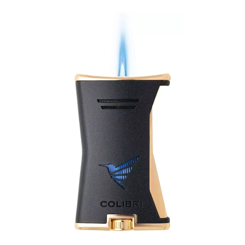 Запалка Colibri - Slim Black/Gold, единичен Jet пламък - 2