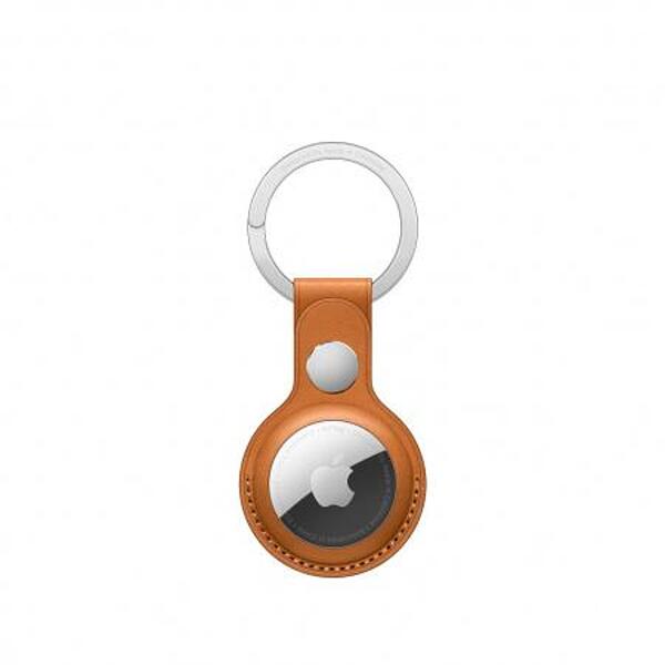 Apple AirTag Leather Key Ring - Gold Brown mmfa3 Изображение