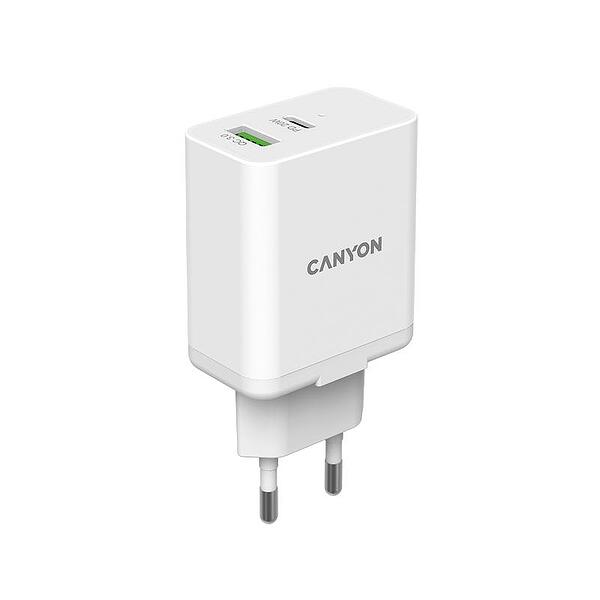 Зарядно устройство Canyon CNE-CHA20W03 USB 100-240/5V 3.0A USB-C PD 20W Изображение