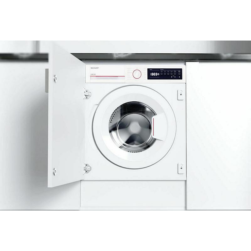 Вградена пералня Sharp ES-NIB7141WD , 1400 об./мин., 7.00 kg, D , Бял