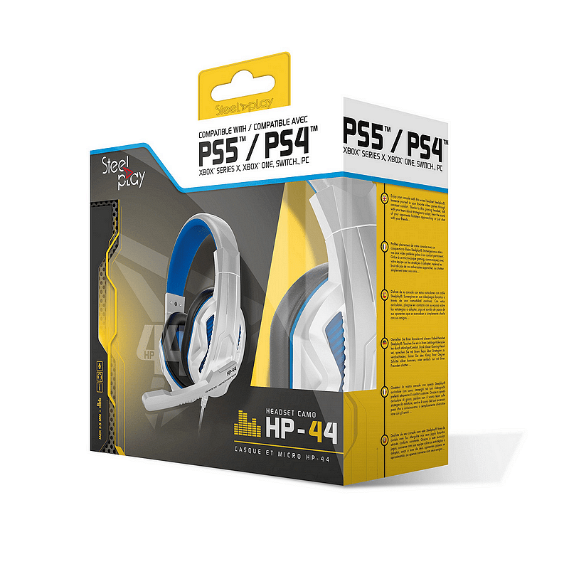 Слушалки с микрофон SteelPlay HP44 WHITE/BLUE (PS5) , OVER-EAR Изображение