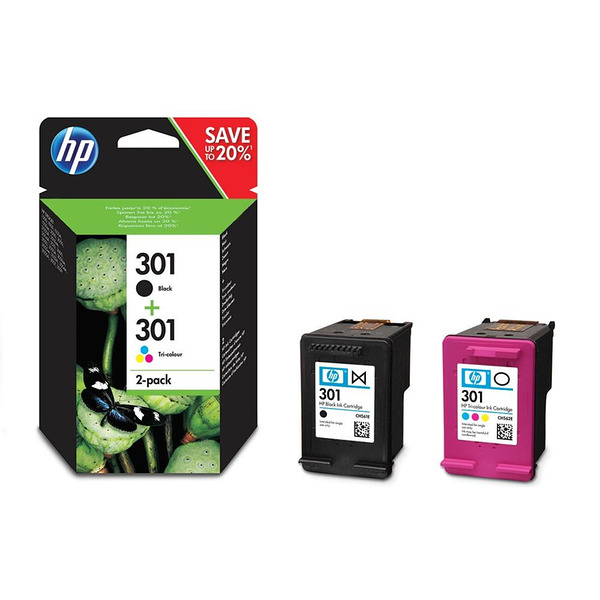 HP 301 2-pack Black/Tri-color Original Ink Cartridges Изображение