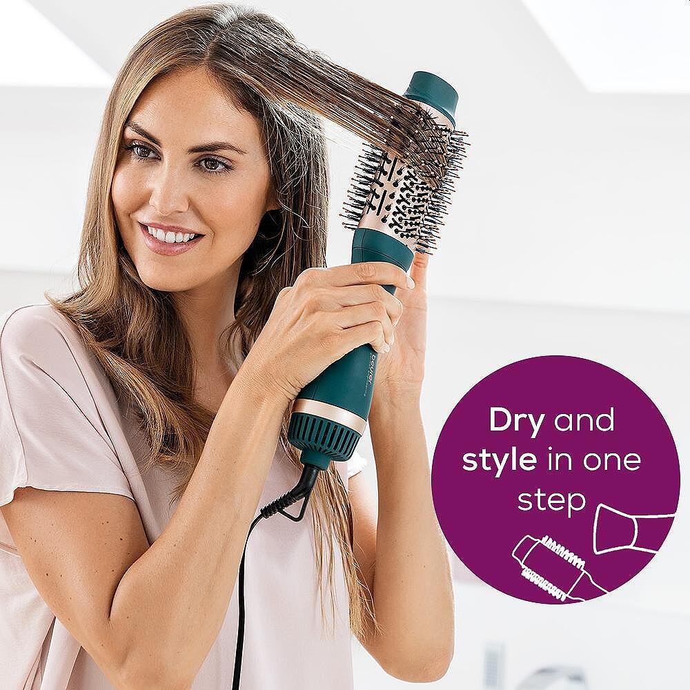 Beurer HC 45 Ocean 2-in-1 volumising hair dryer brush,  ionic function, caremic coating, 1000W, 2 heat and blower settings incl. cold air function Изображение