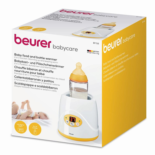 Beurer BY 52 Baby food and bottle warwmer, 2-in-1 warms up food and keeps it warm, digital temperature display,Led display,with lifter,with cap, auto switch-off. Изображение