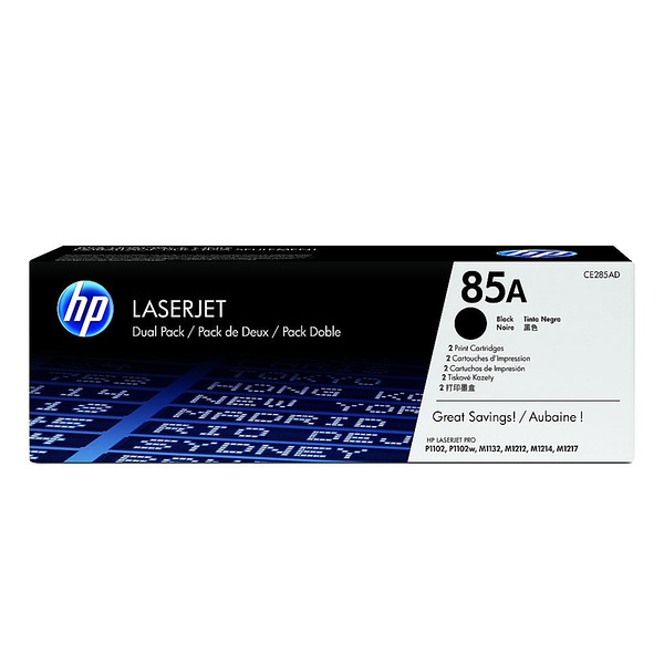 HP 85A Black Dual Pack LaserJet Toner Cartridges Изображение