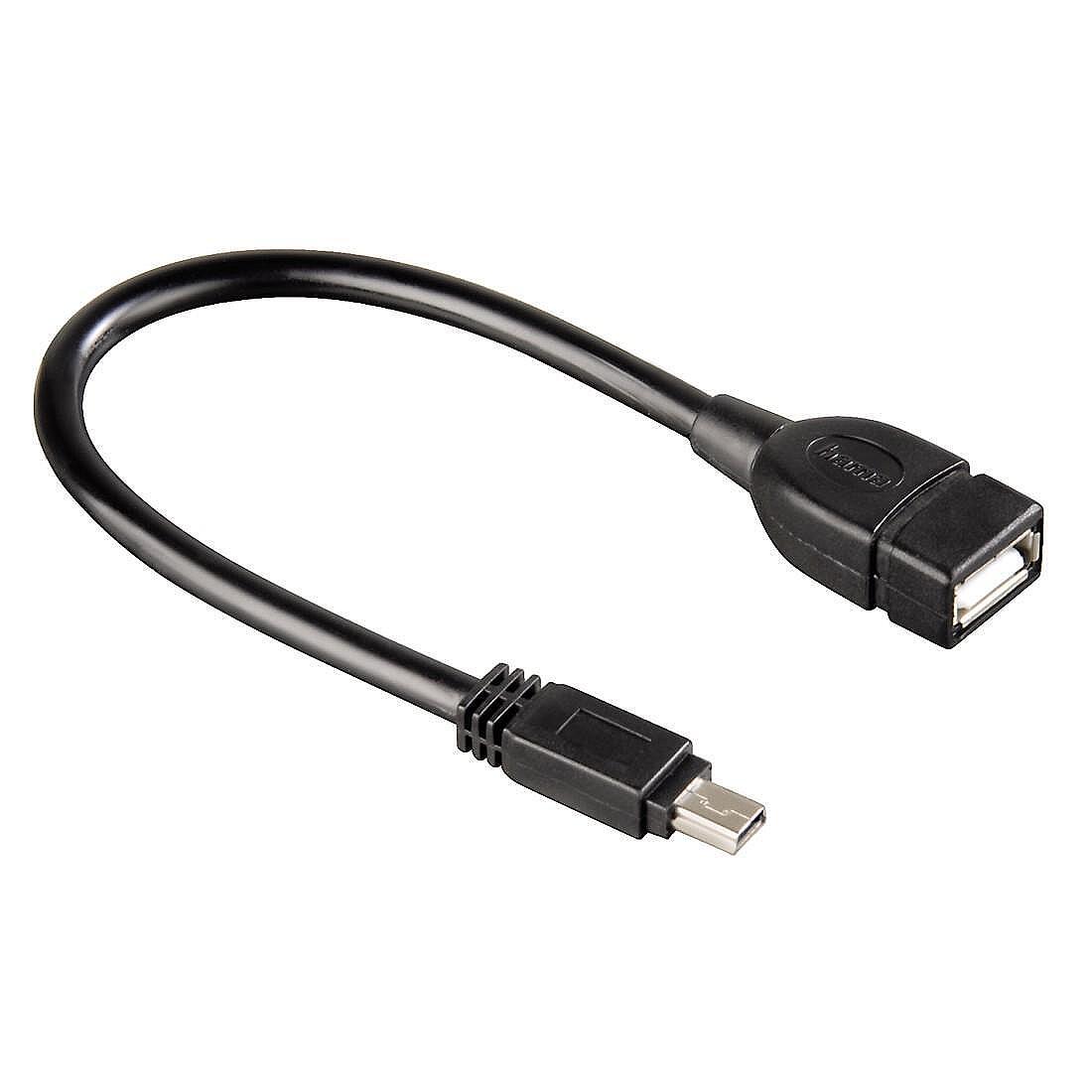 OTG кабел HAMA, mini USB B мъжко - USB A женско, 3 звезди, Черен Изображение