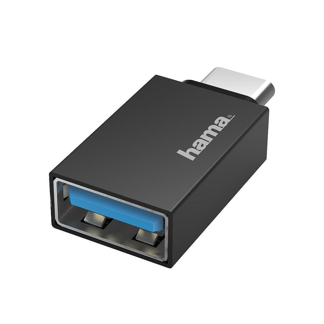 Адаптер HAMA OTG USB-C мъжко-USB 3.2 Gen 1 A женско, 5Gbit/s Черен Изображение