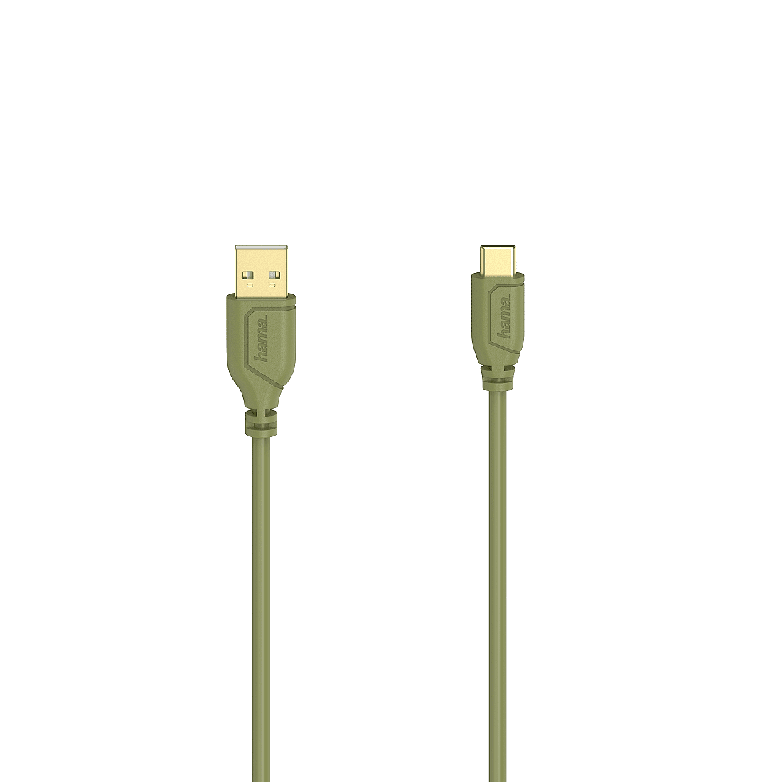 Кабел Hama Flexi-Slim USB-C - USB-A 2.0 мъжко, 0.75м,тънък, позлатен, зелен Изображение