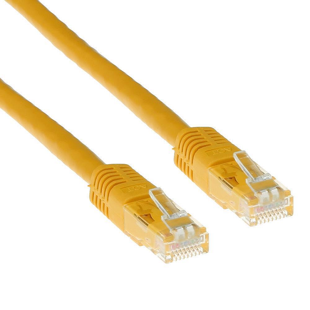 Мрежов пач кабел ACT U/UTP, CAT 6, RJ-45 - RJ-45, 2 m, Медни проводници, Жълт, Булк опаковка Изображение