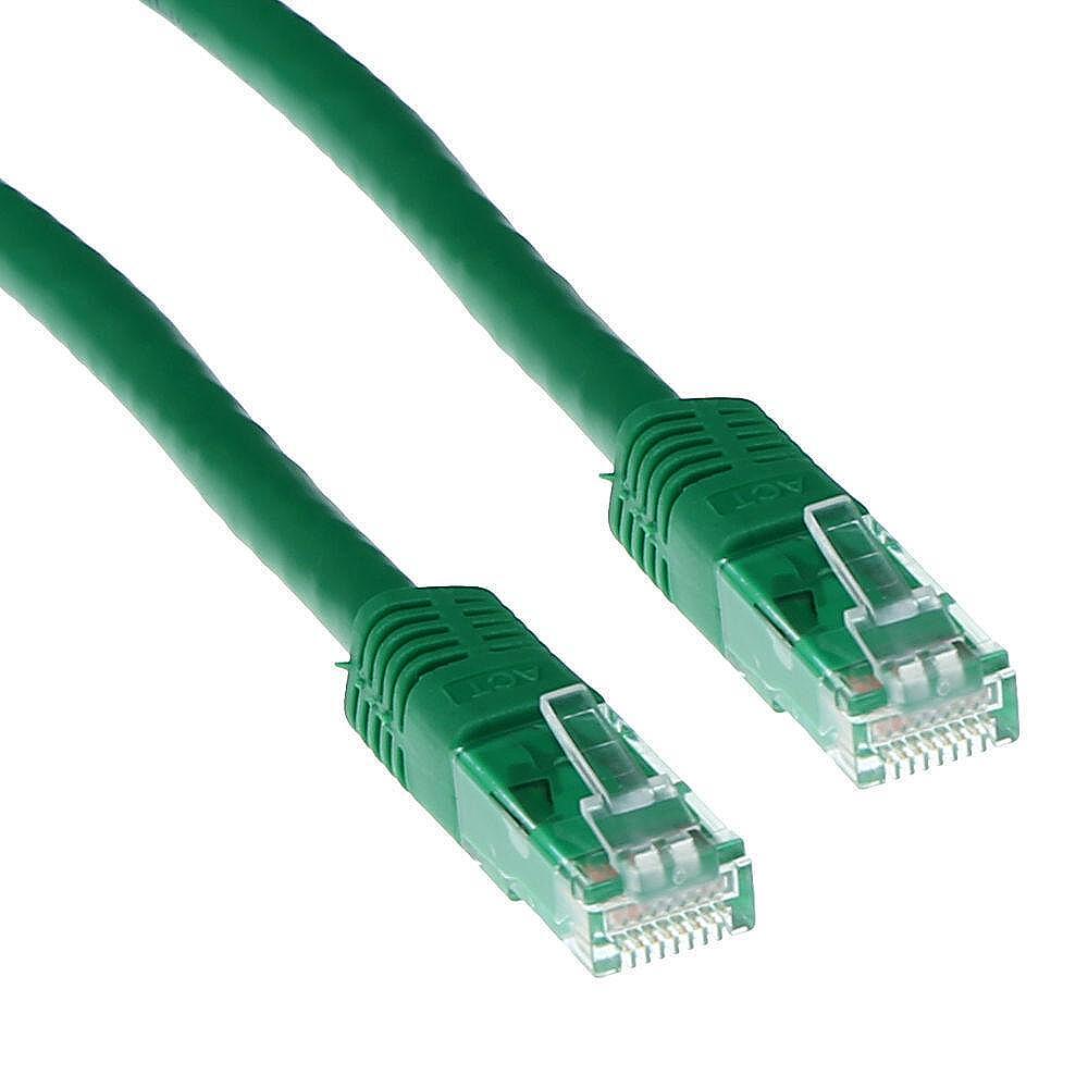 Мрежов пач кабел ACT U/UTP, CAT 6, RJ-45 - RJ-45, 10 m, Медни проводници, Зелен, Булк опаковка Изображение