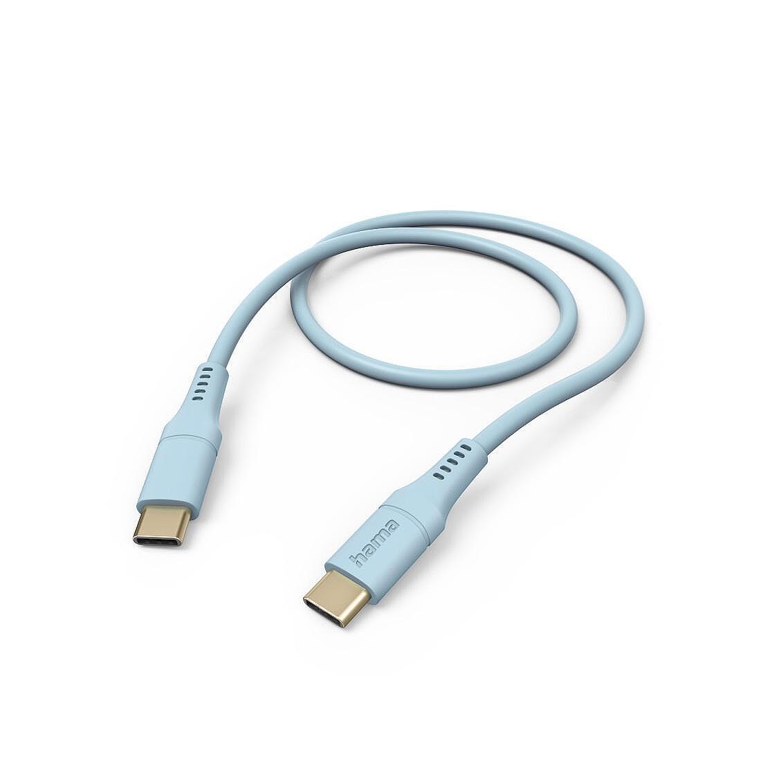 Силиконов кабел за зареждане HAMA, USB-C - USB-C, 1,5 м, син Изображение