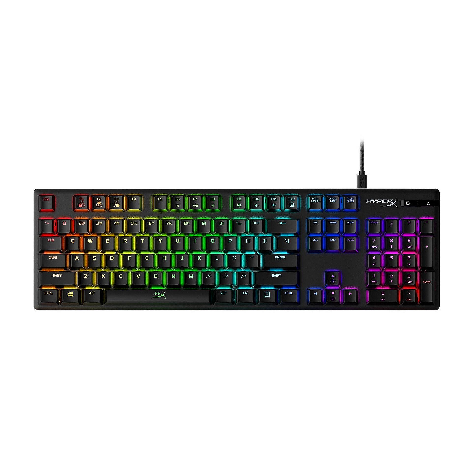 Геймърскa механична клавиатура HyperX Alloy Origins, HyperX Aqua суичове, RGB, Черен Изображение