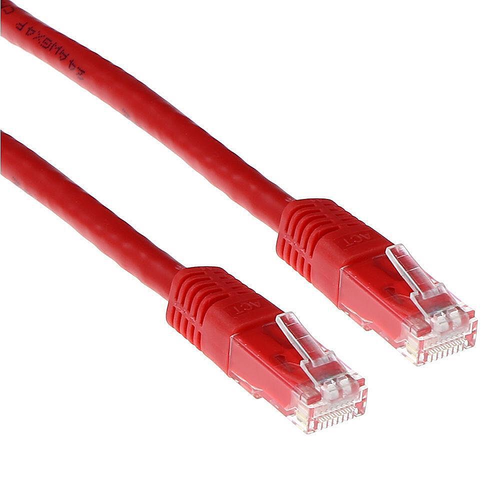 Мрежов пач кабел ACT U/UTP, CAT 6, RJ-45 - RJ-45, 2 m, Медни проводници, Червен, Булк опаковка Изображение