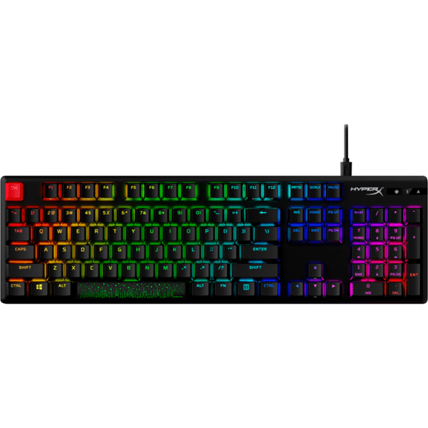 Геймърскa механична клавиатура HyperX Alloy Origins PBT, HyperX Aqua суичове, RGB, Черен Изображение