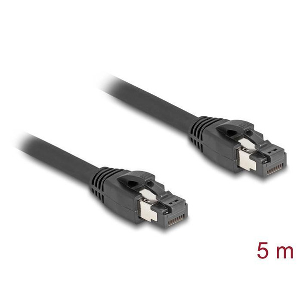 Мрежови кабел Delock, Cat.8.1 S/FTP, 5 m, Доo 40 Gbps, Черен Изображение