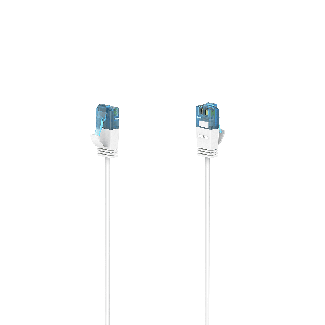 Мрежов кабел HAMA Flexi-Slim, U/UTP CAT 6a, 10 Gbit/s, RJ-45 - RJ45, 0.75 m, Бял Изображение