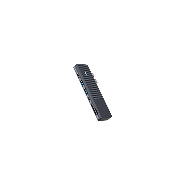 Мултипортов адаптер Rapoo UCM-2003, 7 в 2, USB-A, USB-C, HDMI, SD/MicroSD, Черен Изображение