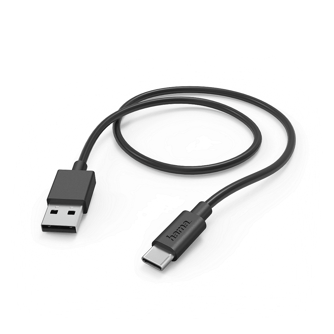 Кабел HAMA, USB-C - USB 2.0 А мъжко, 1 м, 480Мbit, 3А, Черен Изображение