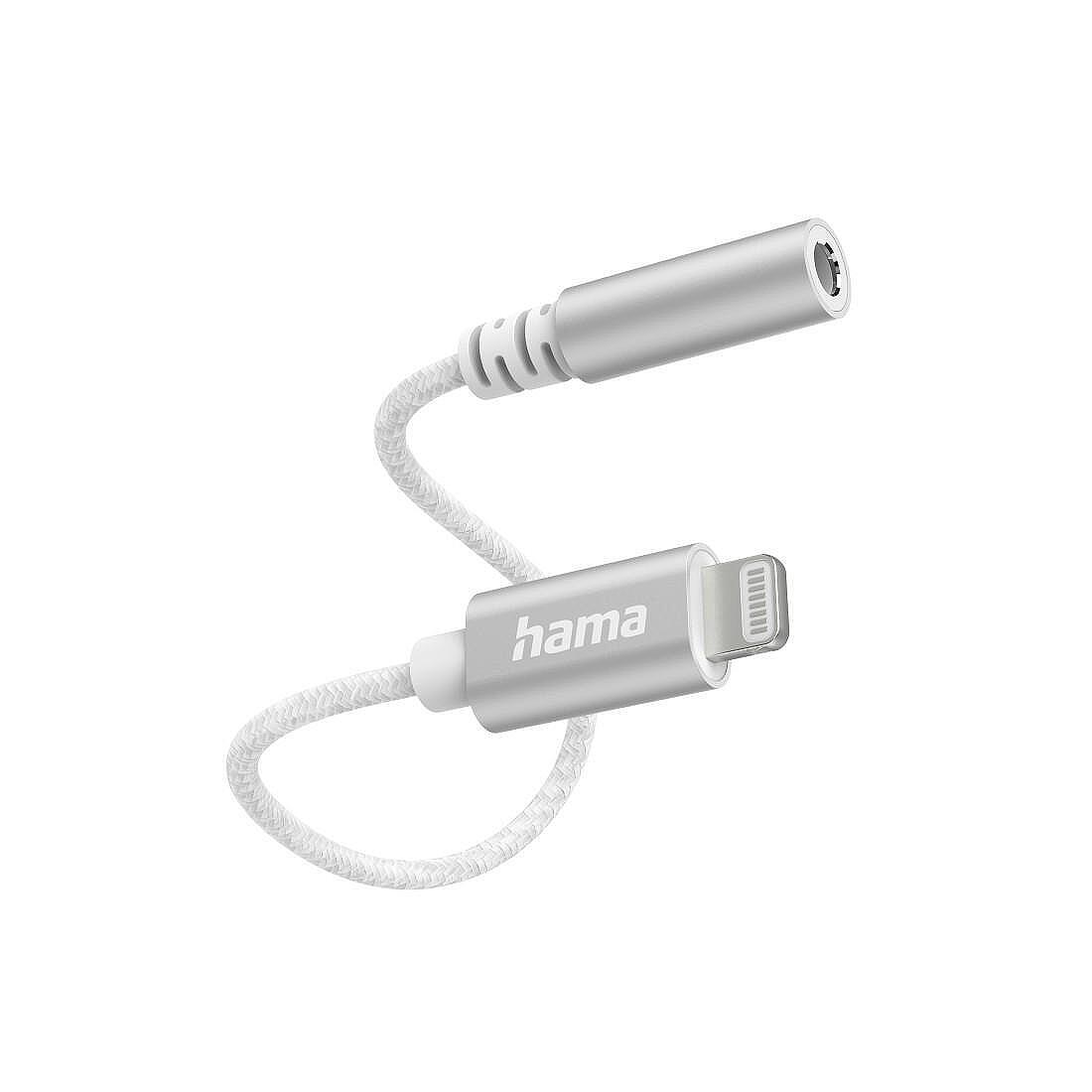 Адаптер HAMA, Lightning мъжко - 3.5 mm аудио жак, Бял Изображение