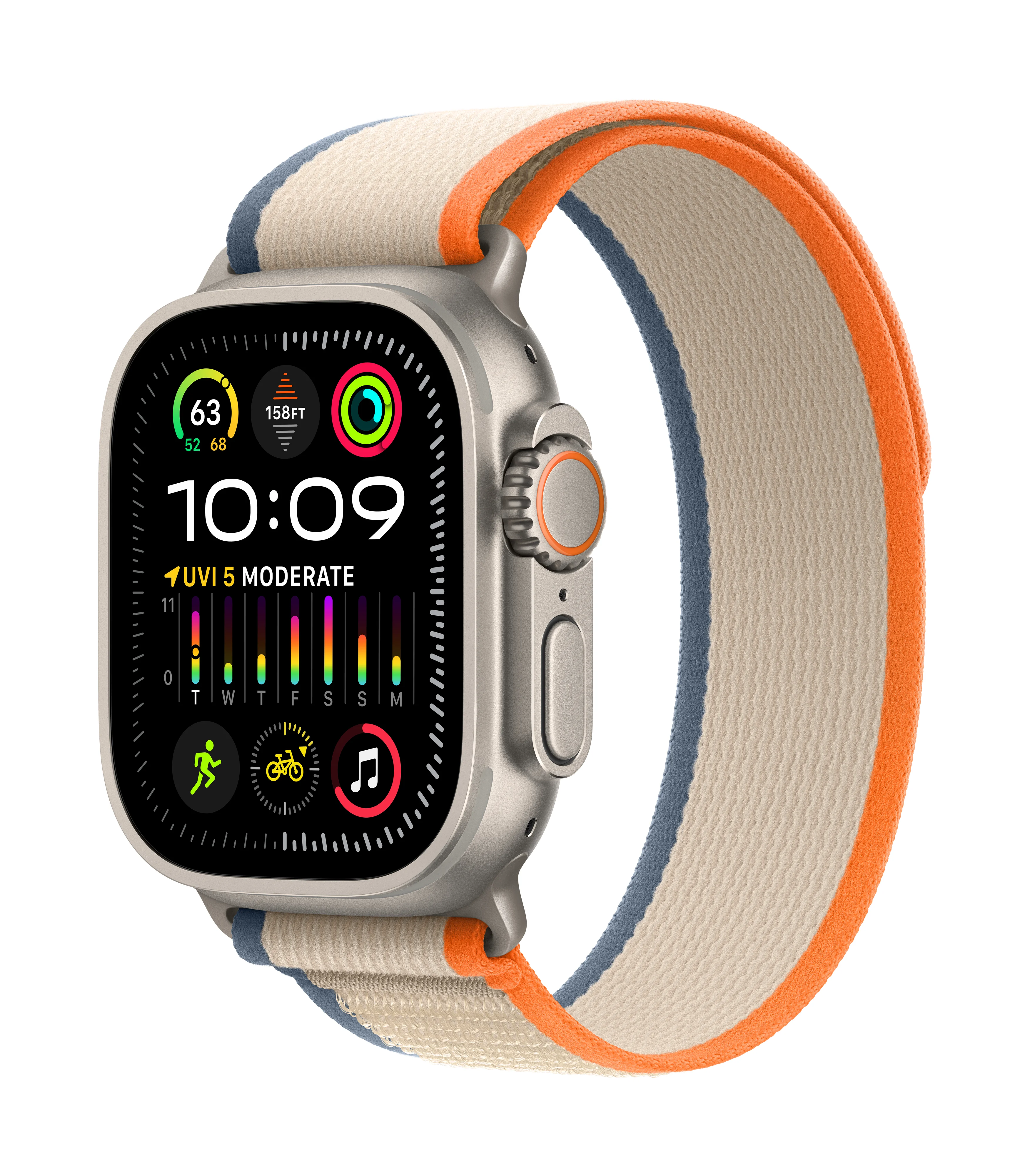 Смарт часовник Apple Watch Ultra 2 Cell 49mm Orange/Bieg Loop M/L mrf23 , 1.92 , 64 , Apple S9 SiP 64-bit Dual Core Изображение