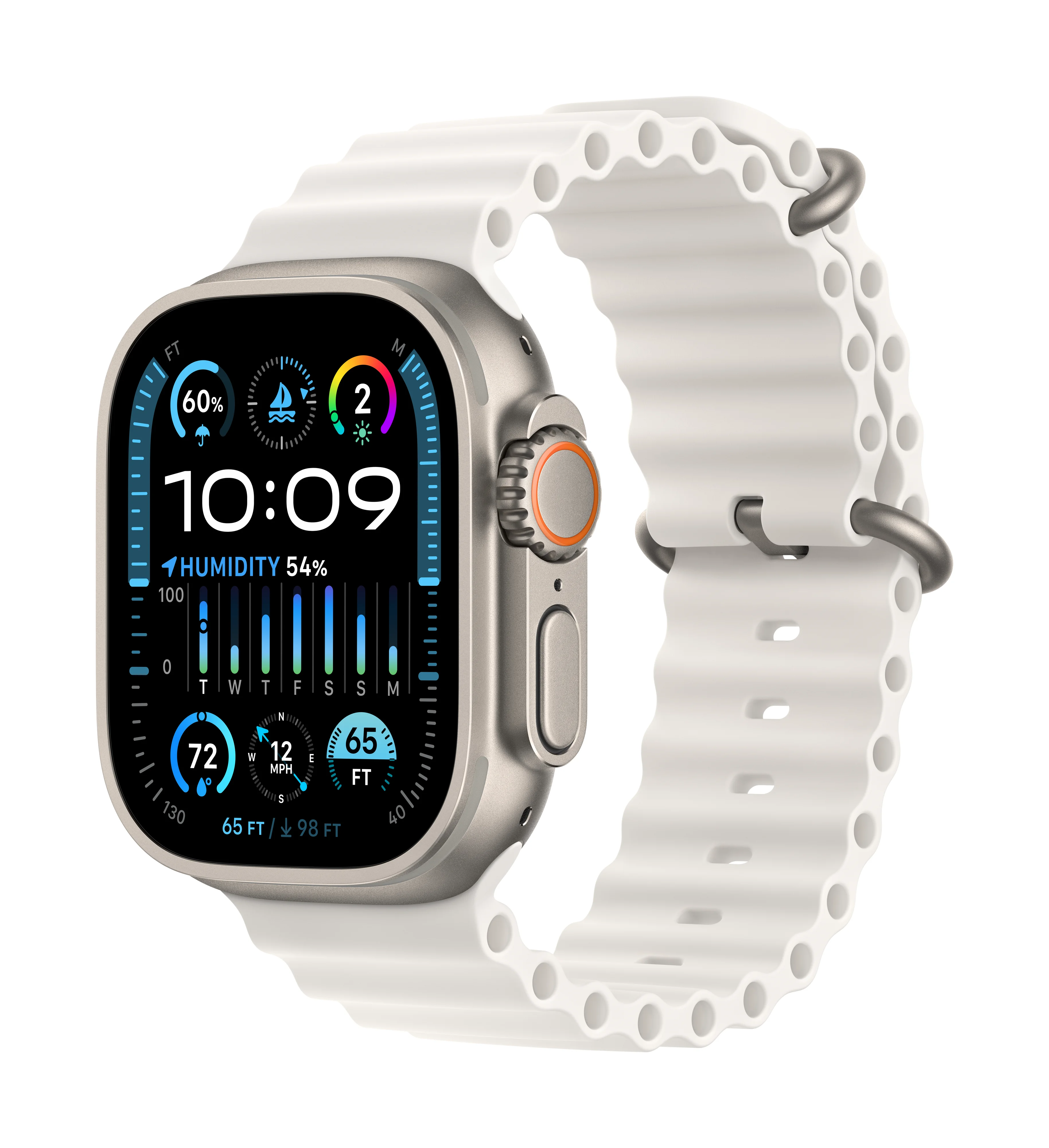 Смарт часовник Apple Watch Ultra 2 Cell 49mm White Ocean Band mrej3 , 1.92 , 64 , Apple S9 SiP 64-bit Dual Core Изображение