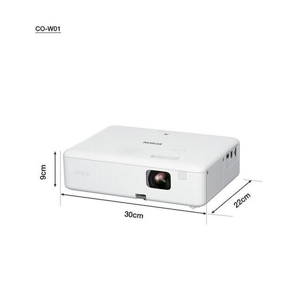 Epson CO-W01, WXGA (1024 x 768, 16:10), 3 000 ANSI lumens, 15 000:1, VGA, HDMI, USB, 24 months, Lamp: 12 months or 1 000 h, White Изображение