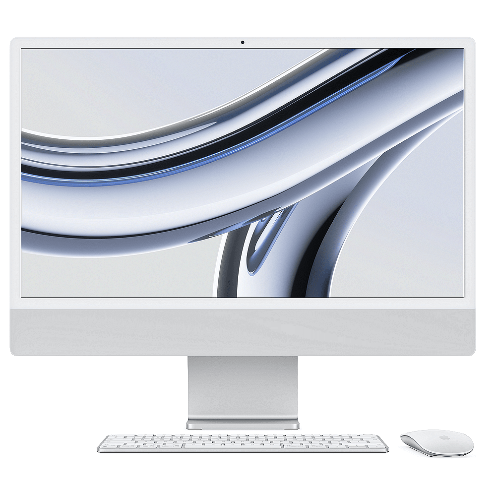 Компютър Apple iMac 24" M3 256GB Silver mqr93 , 24.00 , 256 SSD , 8 , Apple M3 8-Core GPU , Mac OS Изображение