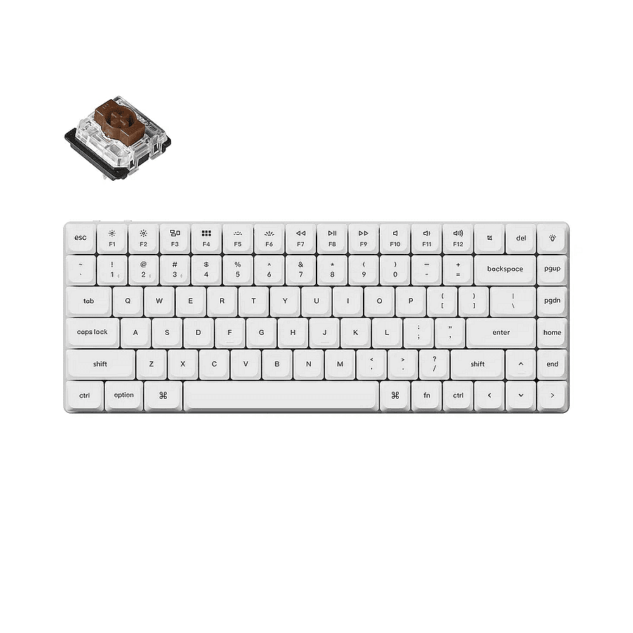 Геймърска механична клавиатура Keychron K3 Pro White QMK/VIA Gateron Low Profile Brown Switch, White Backlight Изображение