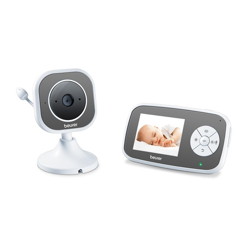 Beurer BY 110 video baby monitor,  2.8'' LCD colour display,infrared night vision function,4 gentle lullabies,Intercom function,Motion and sound alarm,Range of up to 300 m,The monitor is