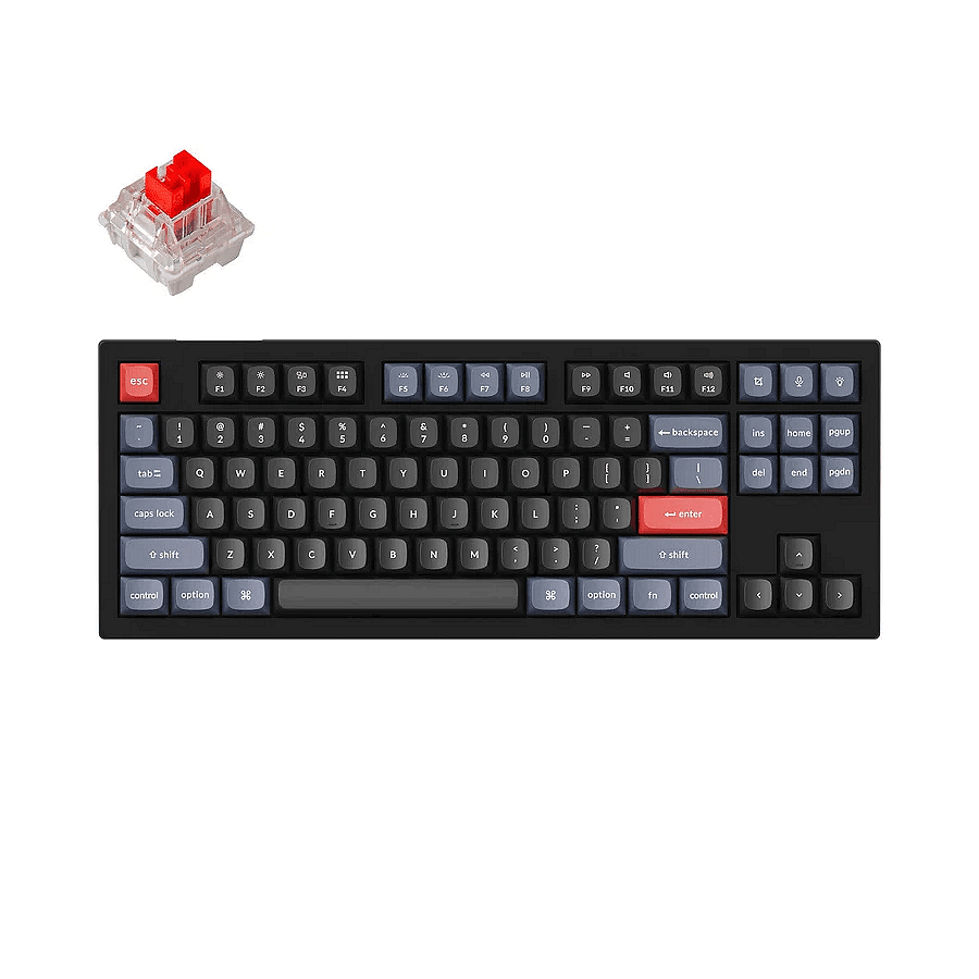 Геймърска Механична клавиатура Keychron V3 QMK TKL, Carbon Black Keychron K Pro Red Switch, RGB Backlight Изображение