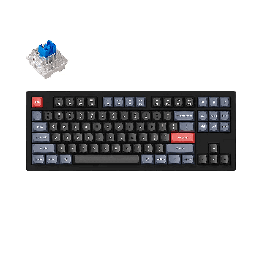 Геймърска Механична клавиатура Keychron V3 QMK TKL Carbon Black, Keychron K Pro Blue Switch, RGB Backlight Изображение