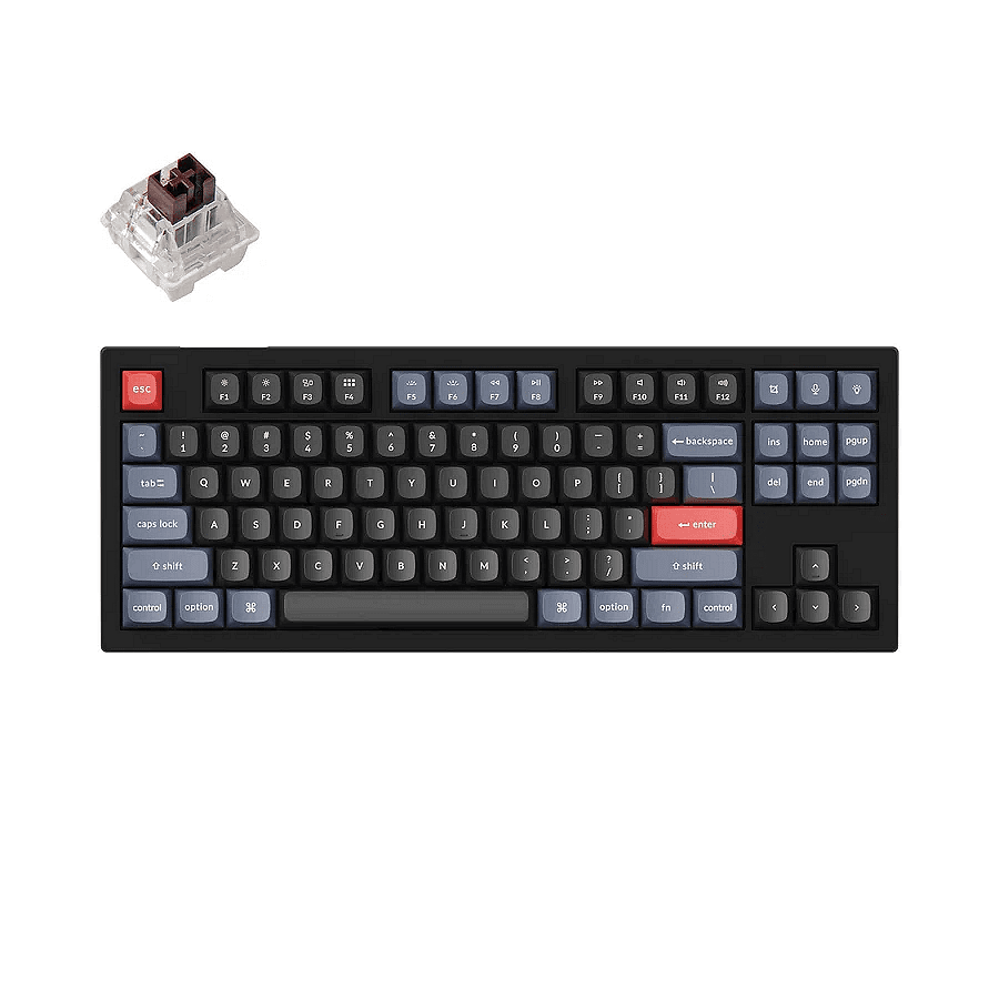 Геймърска Механична клавиатура Keychron V3 QMK TKL, Carbon Black, Keychron K Pro Brown Switch, RGB Backlight Изображение