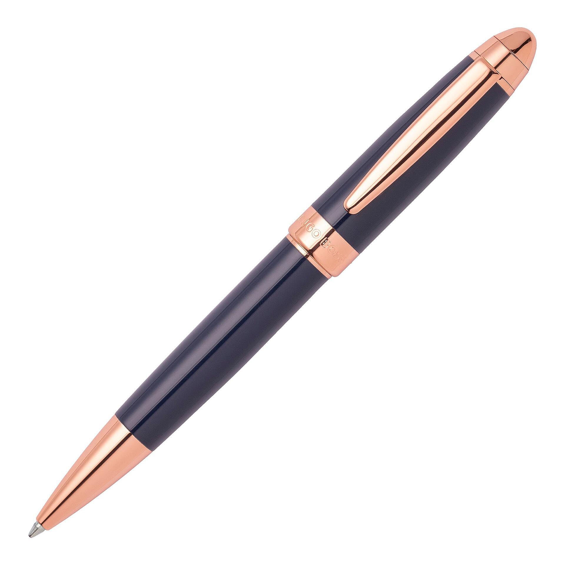 Hugo Boss Химикалка Icon, синя, със златисто-розови елементи Изображение