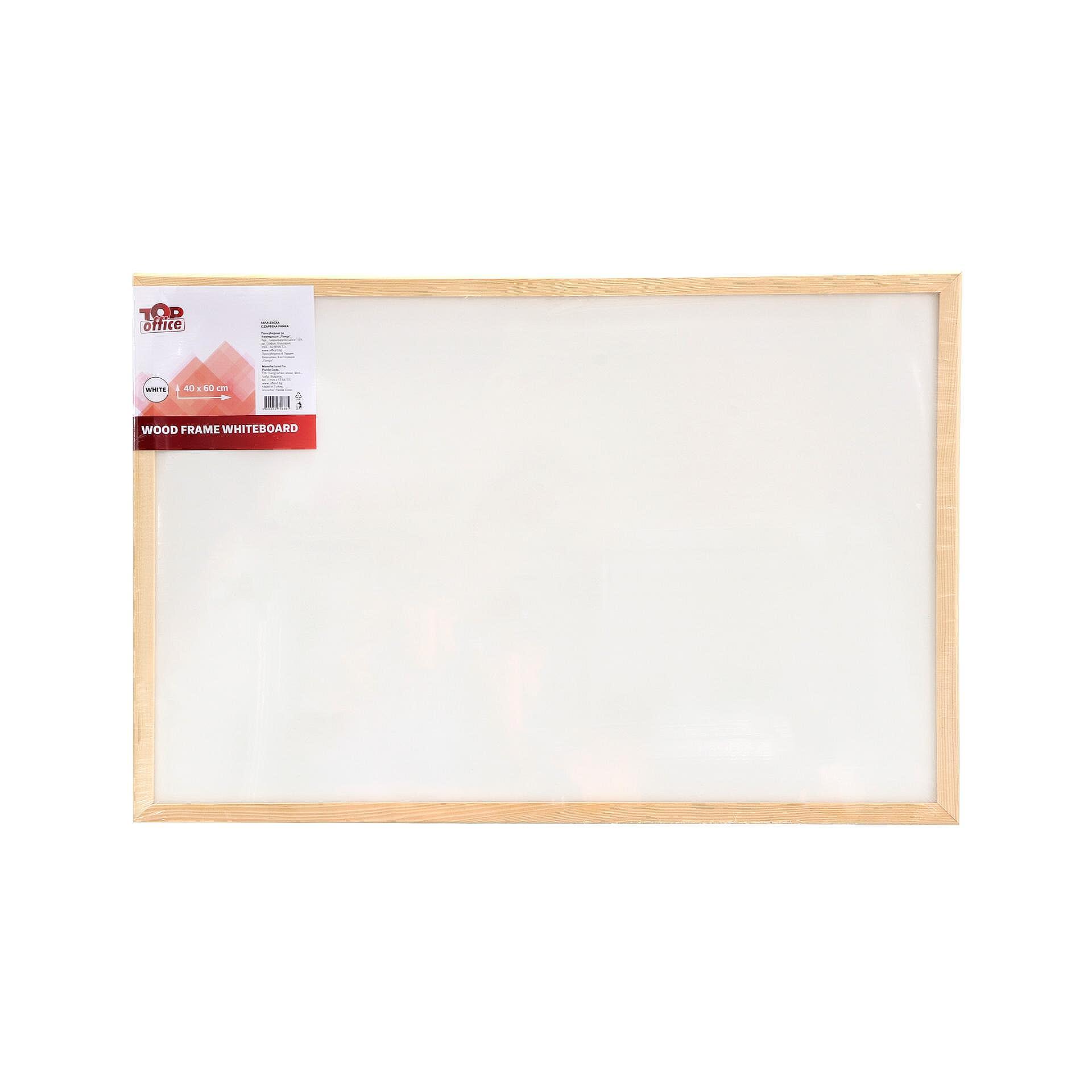 Top Office Бяла дъска, с дървена рамка, 40 x 60 cm Изображение